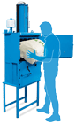 Bale the paper sack in e.g. a Baler model 102