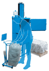 Small footprint Baler Model 102 ideal plastic baling solution together with a bag stand model 125L