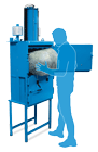 Small footprint Baler Model 102 operated at normal working height