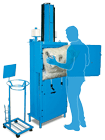 Small footprint baler for small volumes of plastic baler Model 205TS