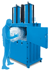 Versatile Baler for large volumes of cardboard and plastic waste Model 509HD